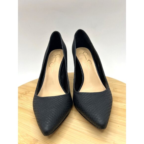 Pointed Toe Pumps Black Snake Print Stiletto Heels Classic Shoes size 8M - Picture 6 of 14